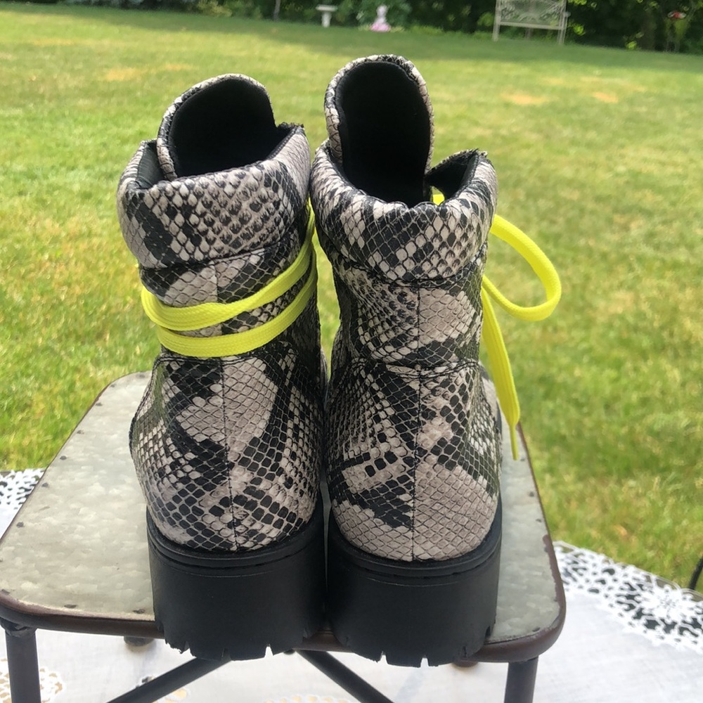 Bamboo “Wildone” Python Print Combat Boots - image 4
